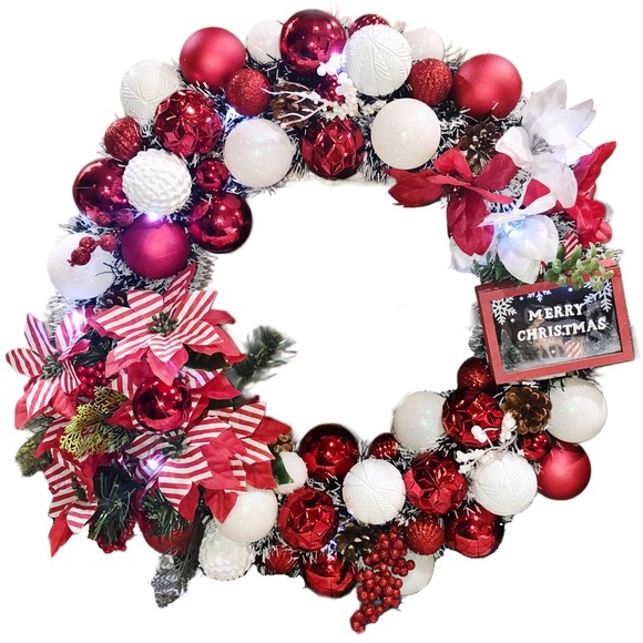 Beautifully Crafted One Of A Kind Handmade Pre Lit 20" Christmas Wreath - Picture 1 of 8